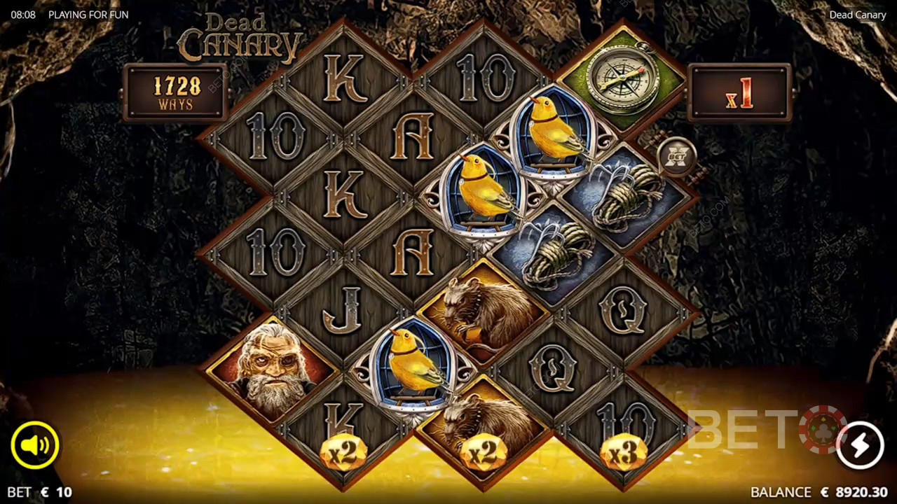 Trei simboluri scatter Canary vor declanșa rotirile gratuite în jocul ca la aparate Dead Canary.