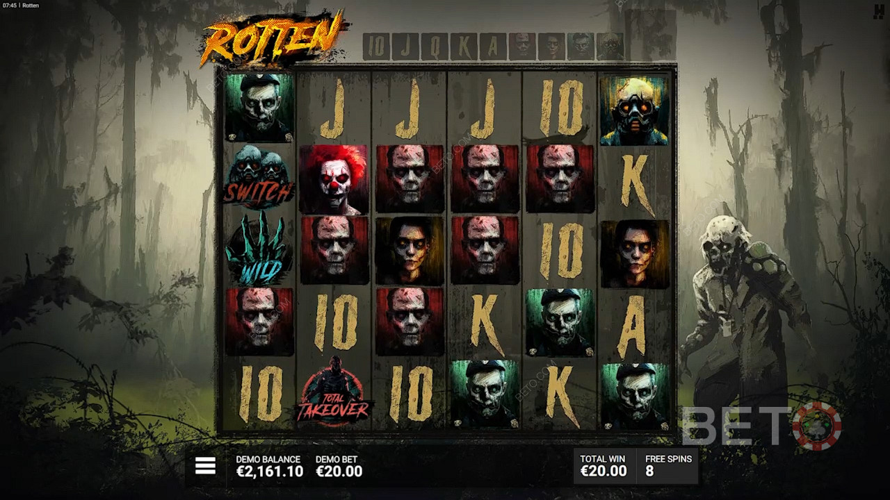 Rolele mai mari oferă mai multe șanse de câștig în jocul de păcănele Rotten.