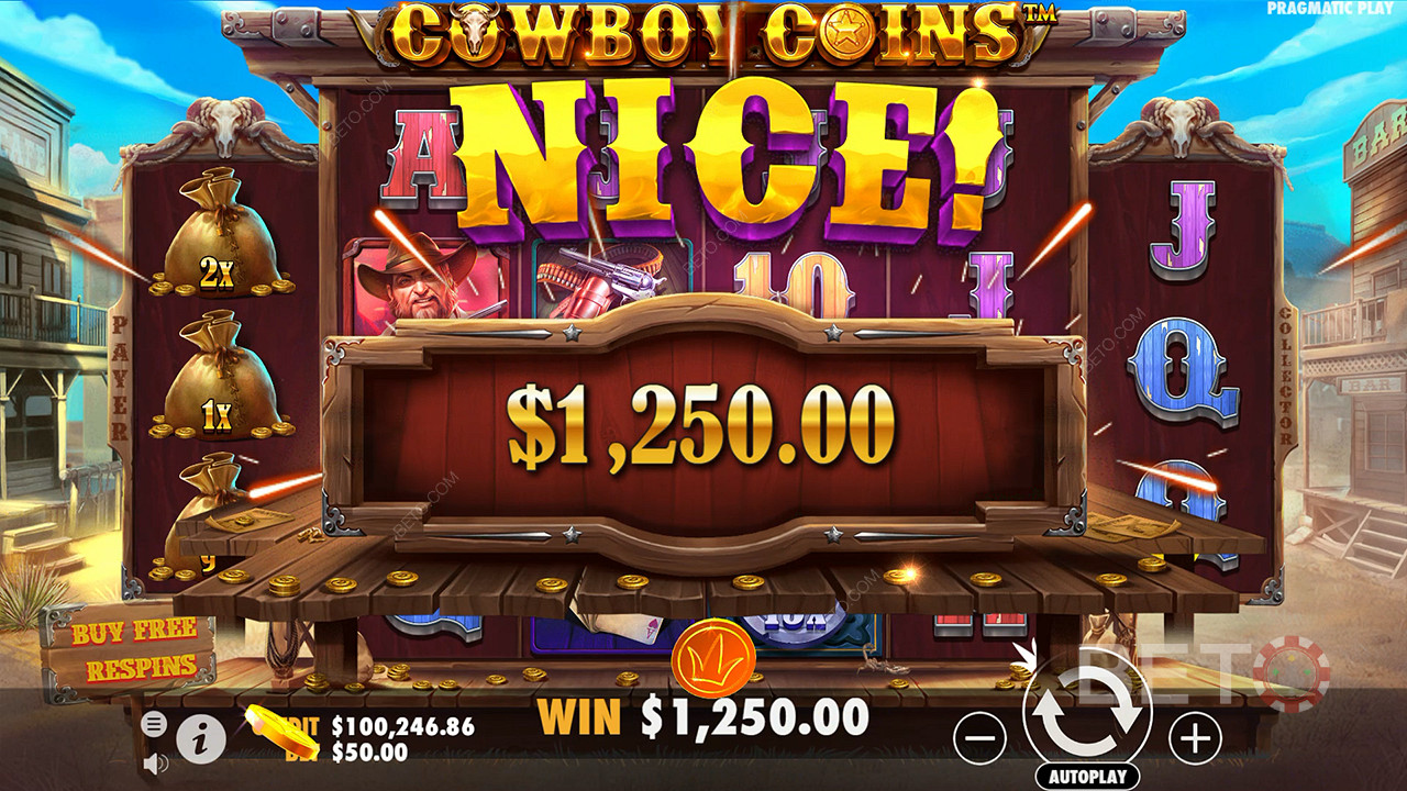 Câștigă 30.000x pariul tău în Cowboy Coins Video Slot!