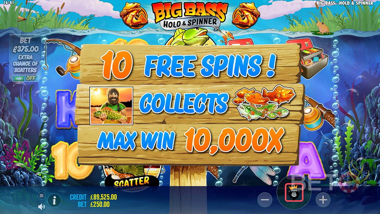 Câștigă 10.000x pariul tău în Big Bass Bonanza Hold and Spinner Video Slot!
