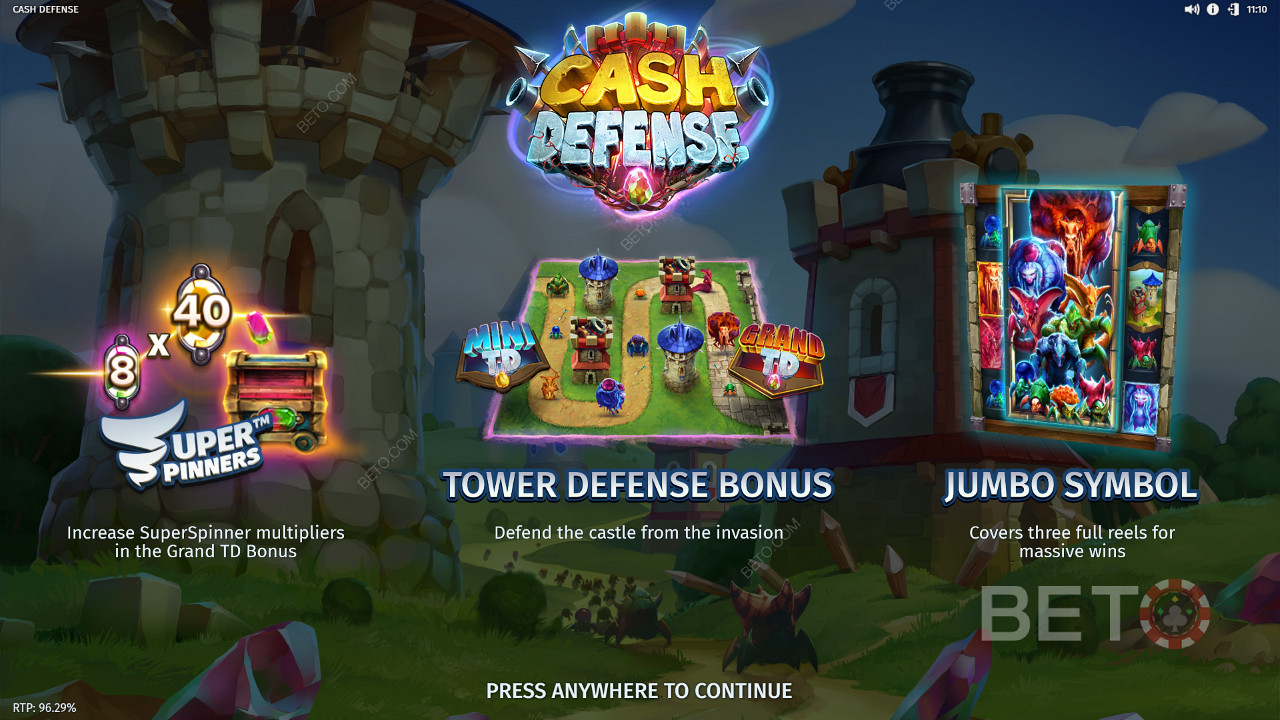 Câștigă 20.000x pariul tău în jocul ca la aparate Cash Defense!