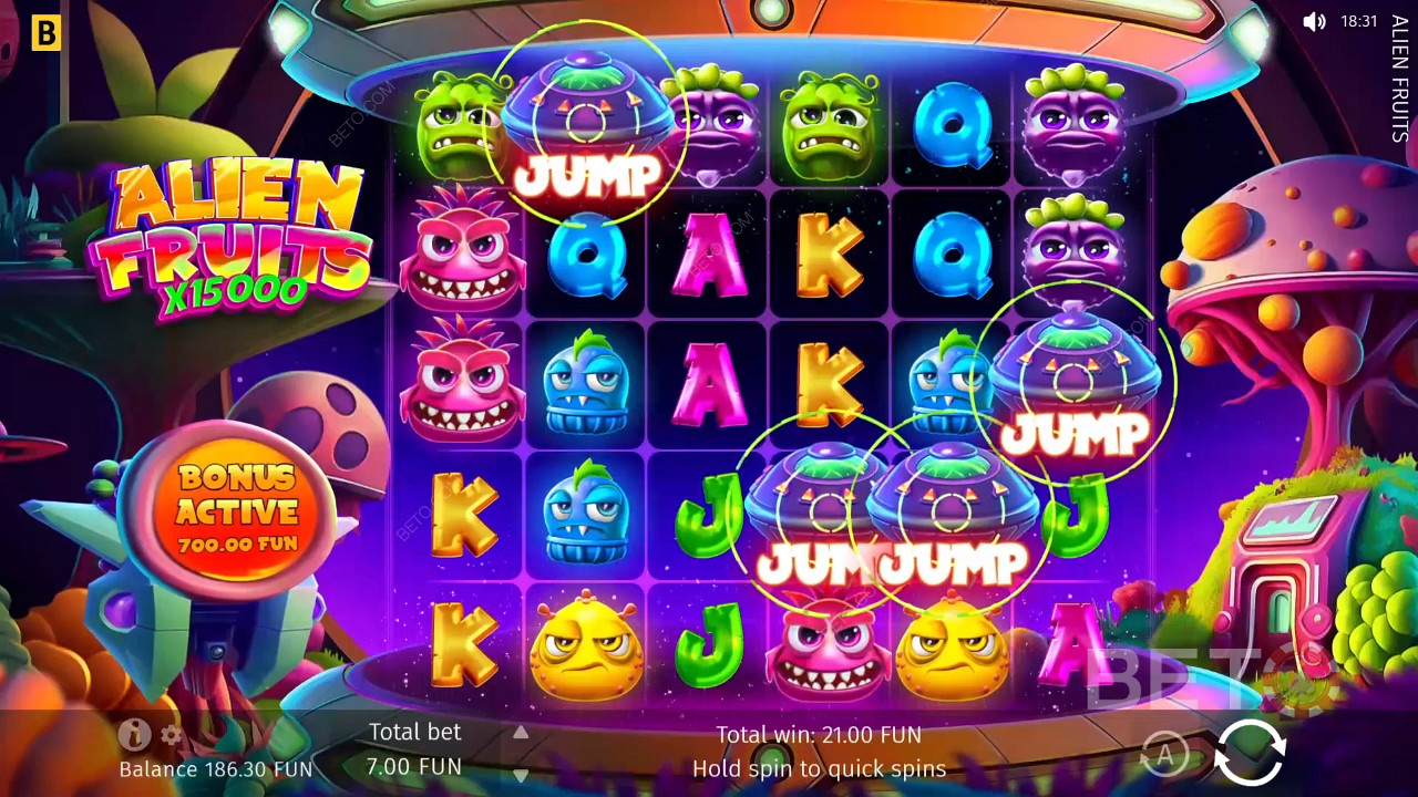 Caracteristicile bonus explicate în Alien Fruits de BGaming