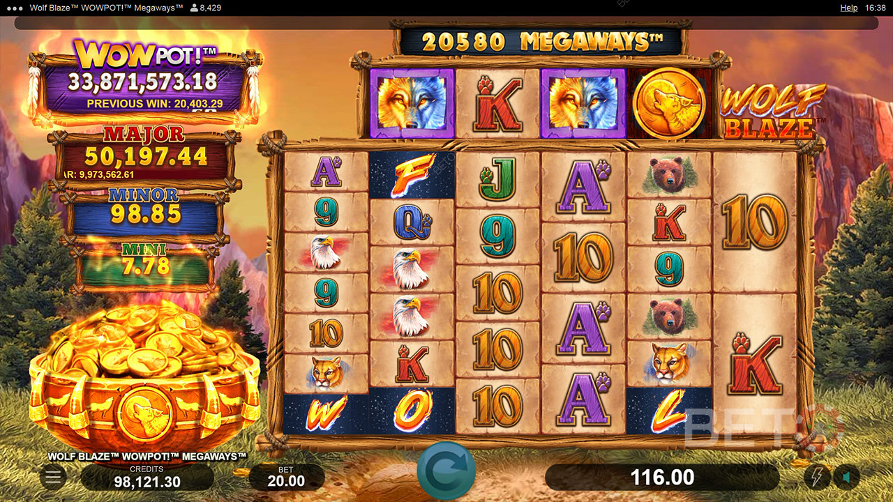 Wolf Blaze WOWPOT! Megaways Joacă Gratuit