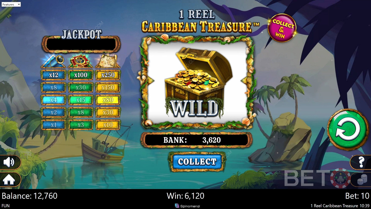 1 Reel Caribbean Treasure Joacă Gratuit