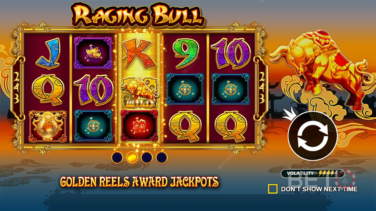 Câștigă jackpoturi în jocul de bază din jocul ca la aparate Raging Bull