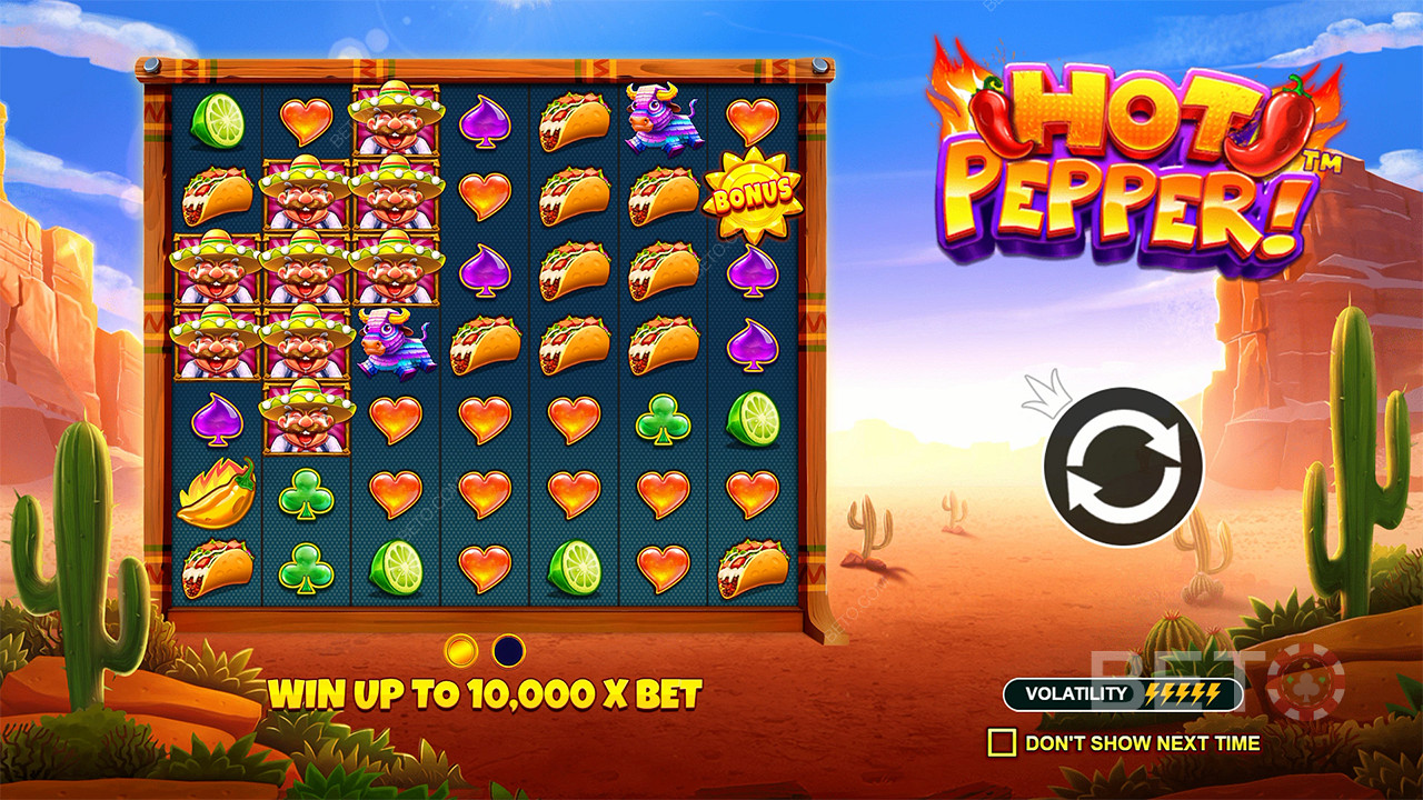 Te așteaptă un câștig maxim de 10.000x pariul tău în jocul de păcănele Hot Pepper.