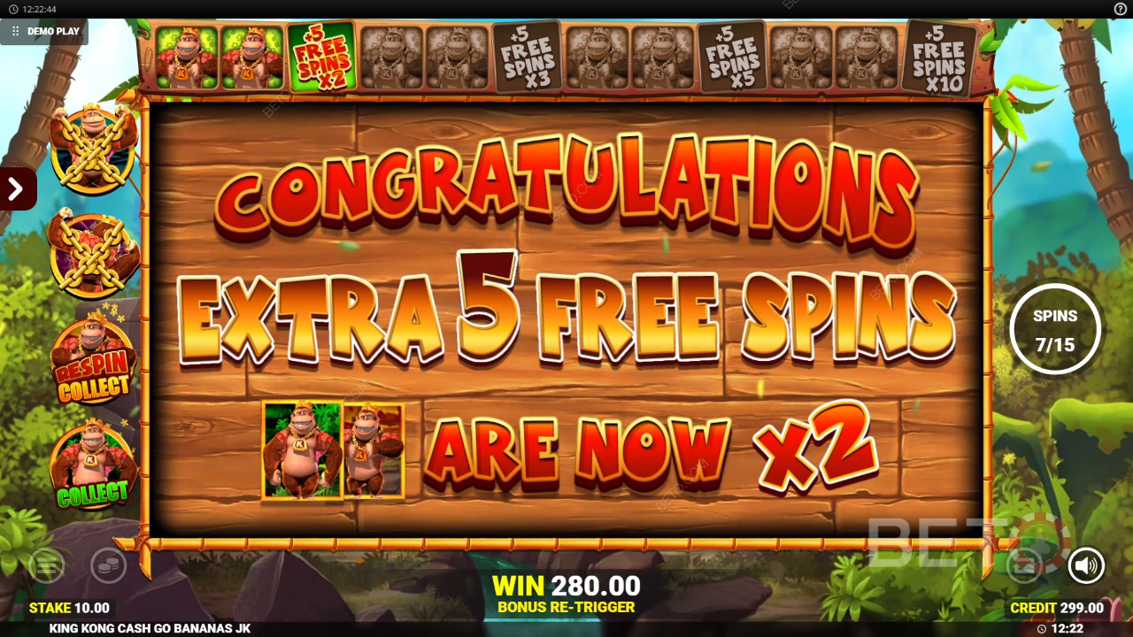 Câștigă 50.000x pariul tău în King Kong Cash Go Bananas Slot Machine!