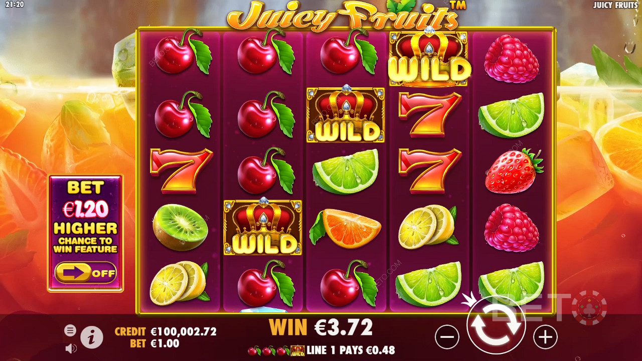 Simbolul Wild joacă cel mai important rol în jocul ca la aparate Juicy Fruits.