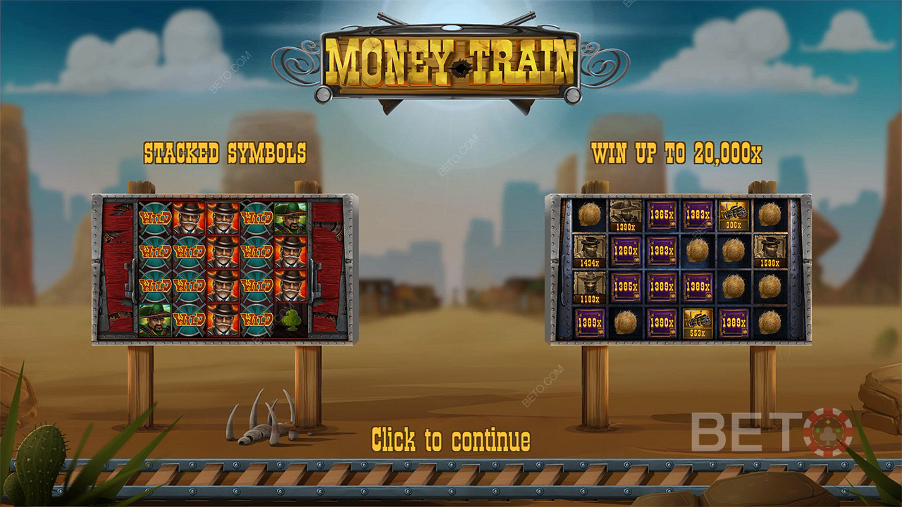 Distrează-te urmărind un câștig maxim de 20.000x pariul tău în jocul ca la aparate online Money Train.