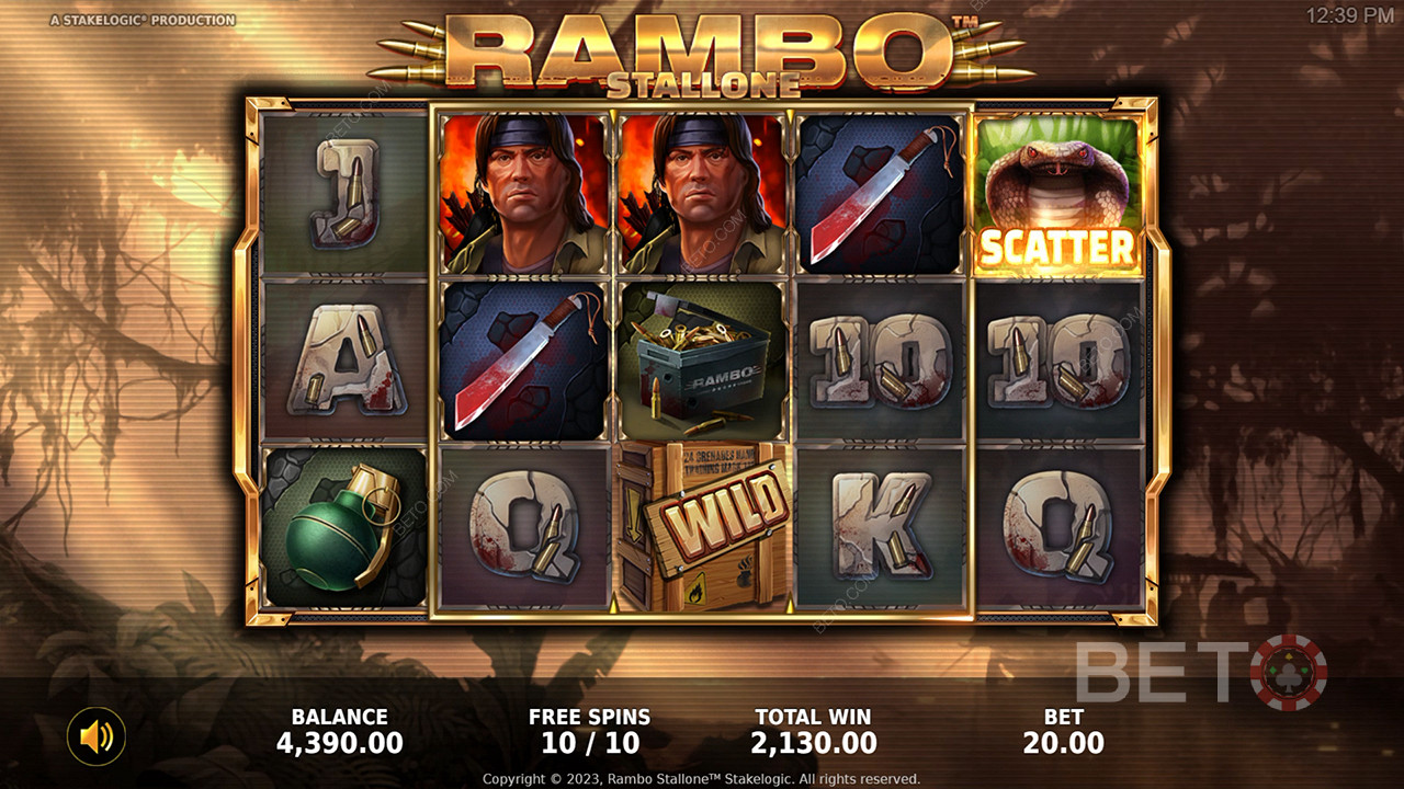 Bucurați-vă de un slot bazat pe un film emblematic jucând slotul Rambo.