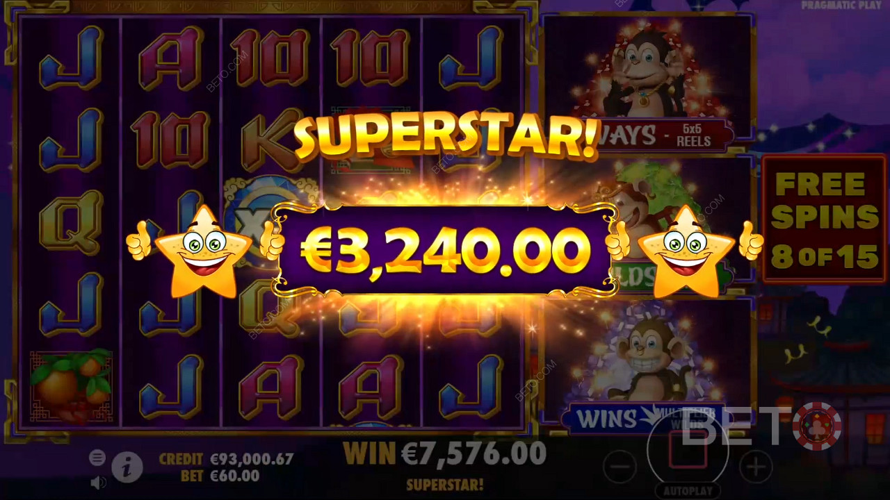 Câștigă 12,077x pariul tău în slotul online 3 Dancing Monkeys!