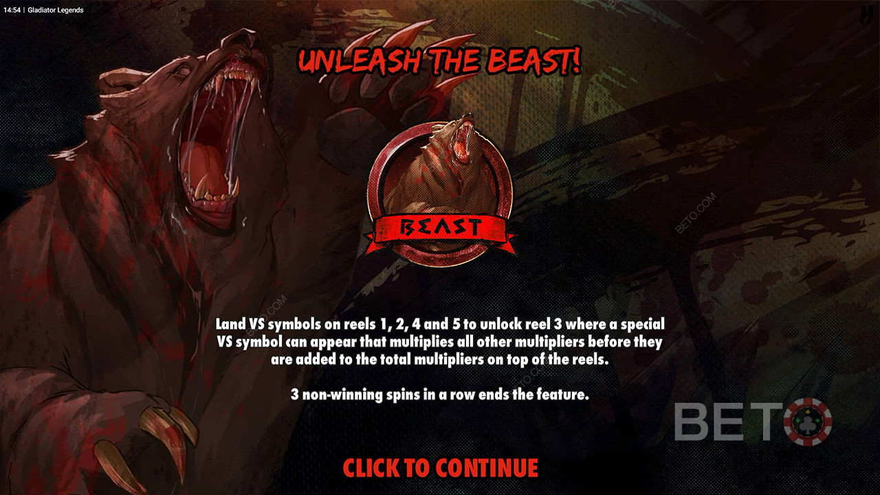 Câștigă enorm dacă prinzi multiplicatori în jocul bonus Unleash the Beast.