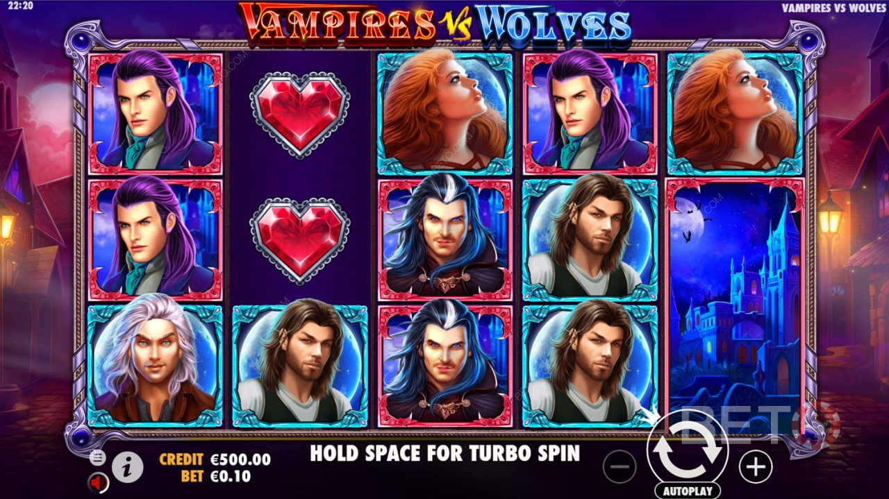 Diferite simboluri cu câștiguri mari în Vampires vs Wolves