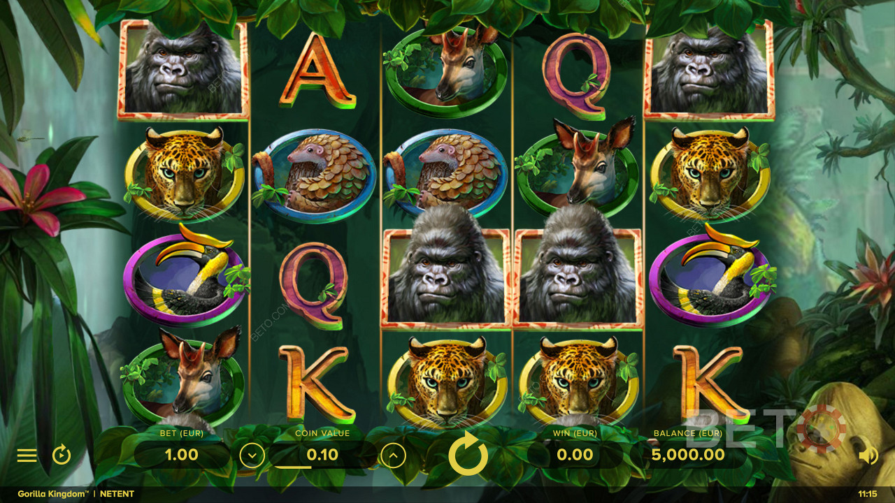 Obținerea de simboluri Gorilla cu câștiguri mari în Gorilla Kingdom