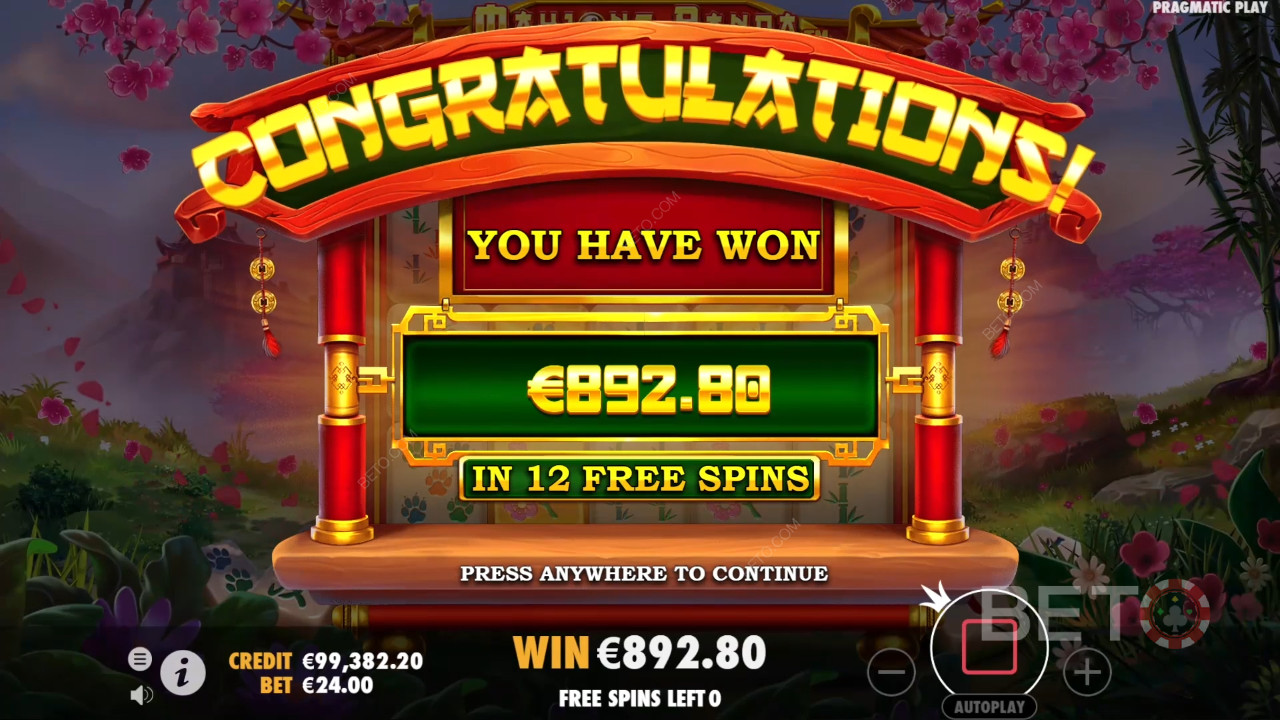 Câștigă 5.000x pariul tău în Mahjong Panda Slot Machine!
