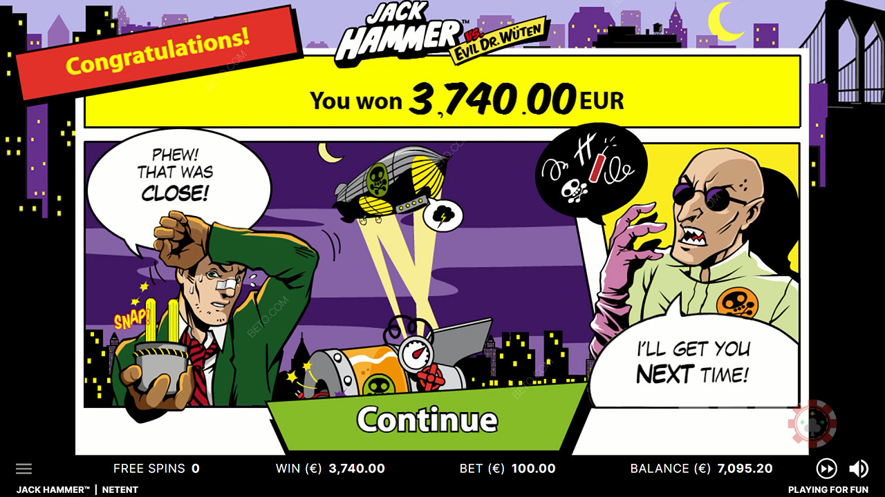 Bucură-te de câștiguri masive și de o poveste grozavă în jocul ca la aparate online Jack Hammer