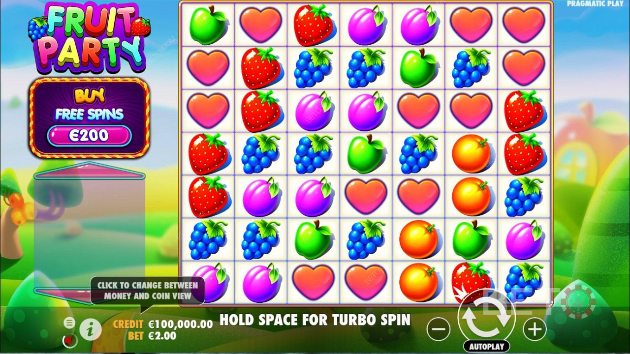 Designul curat al jocului Fruit Party slot