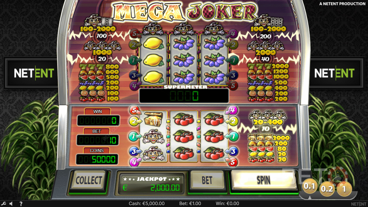 Câștigă de 2.000x pariul tău în jocul de păcănele online Mega Joker!