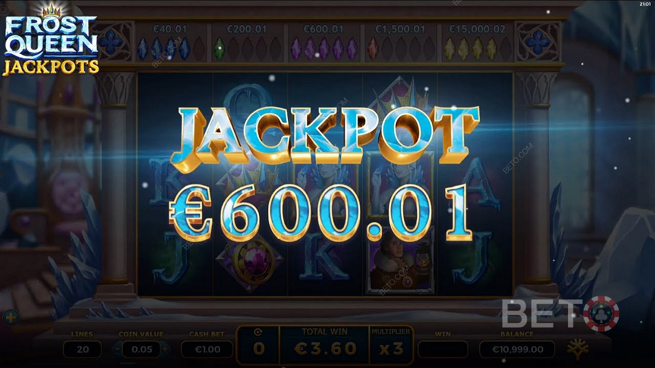 Obținerea unui jackpot în valoare de 600 de euro în Frost Queen Jackpots