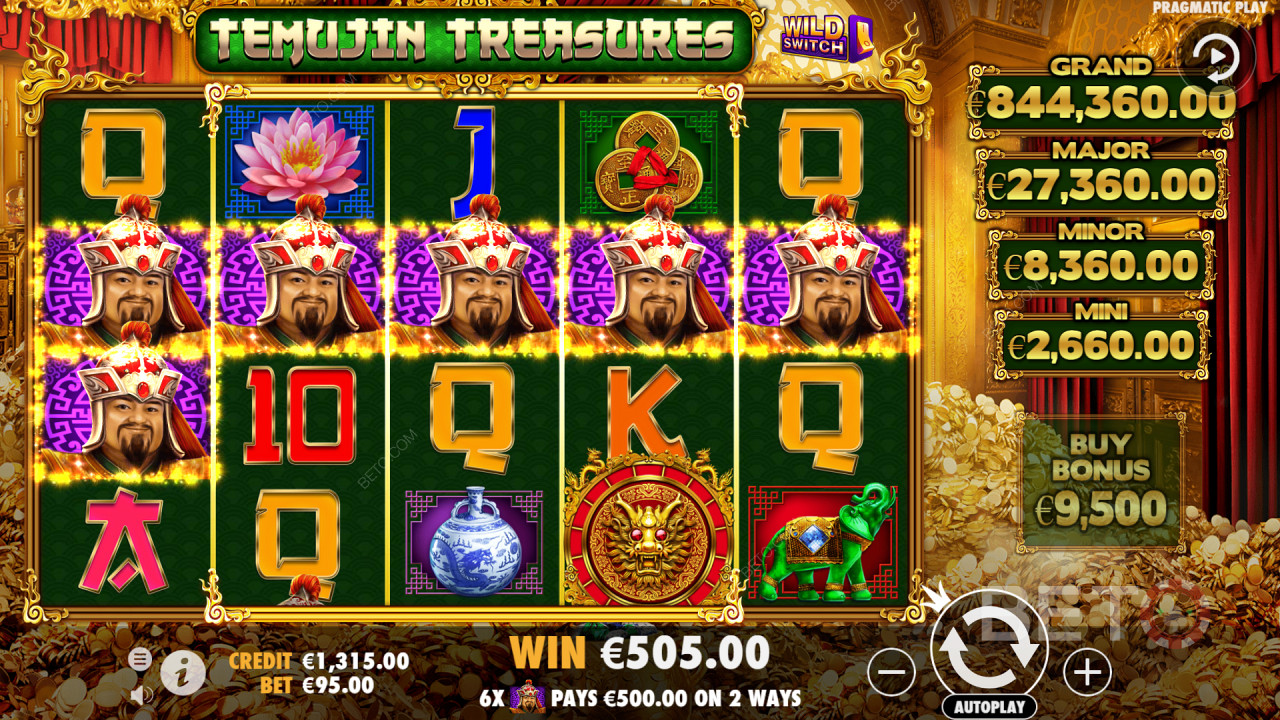 Temujin Treasures - Aparatul cu 5 role și 4 rânduri oferă 1.024 de moduri de câștig