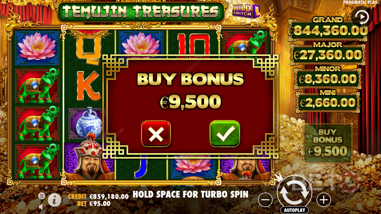 Premiile în bani vă pot oferi câștiguri de până la 100x până la 5000x în Temujin Treasures