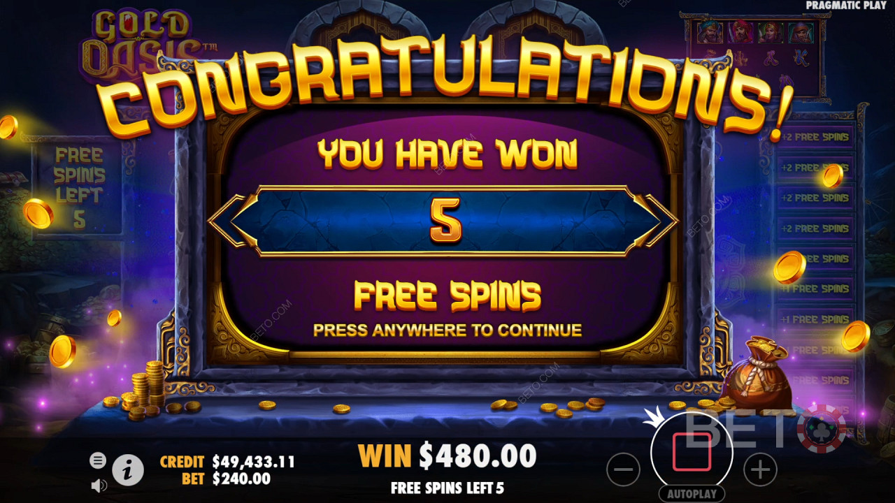 Câștigă 7.260x pariul tău în jocul de aparate Gold Oasis Online!