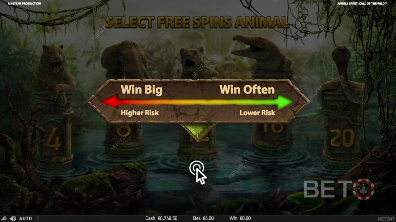 Alege animalul în timpul rotirilor gratuite în Jungle Spirit: Call of the Wild
