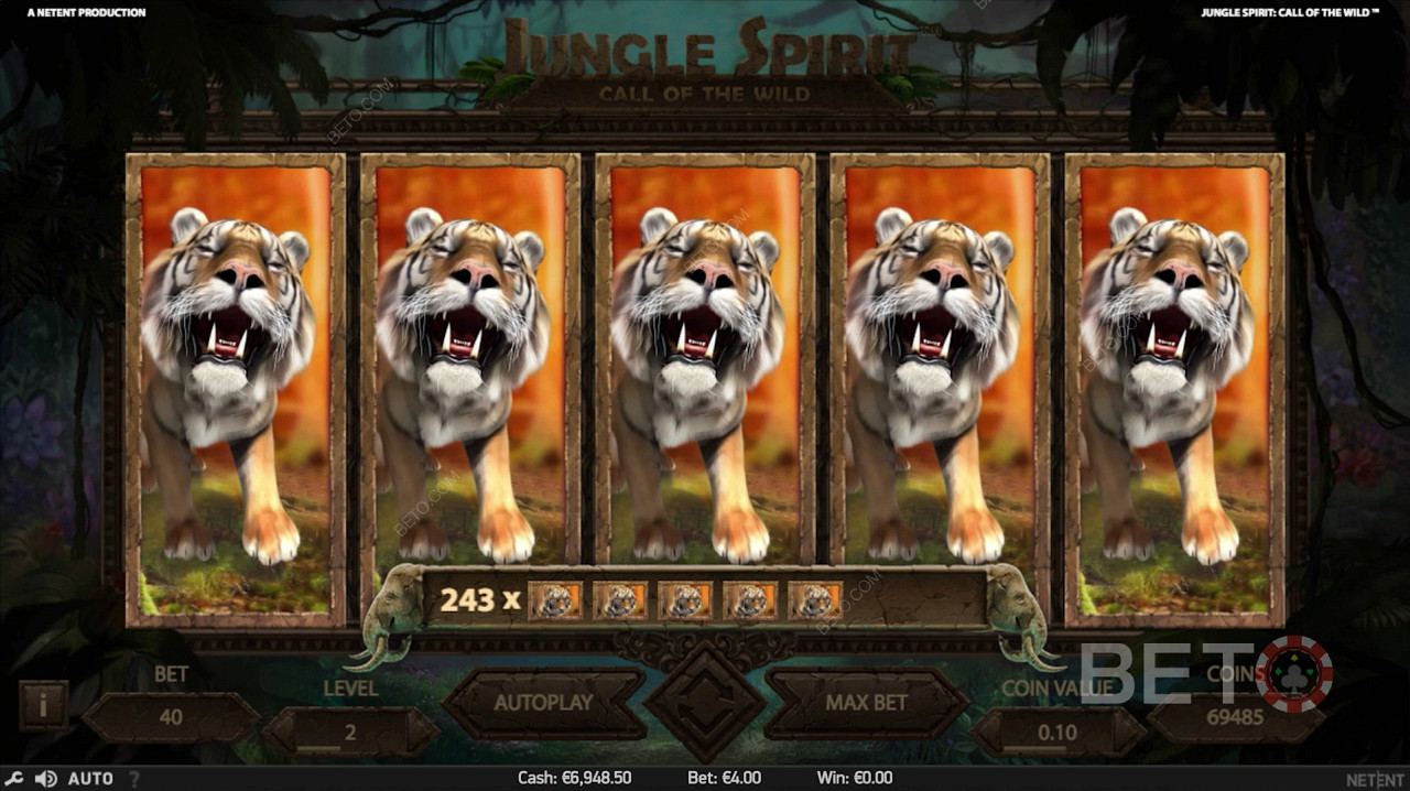 Câștig de top în timpul rotirilor gratuite în Jungle Spirit: Call of the Wild