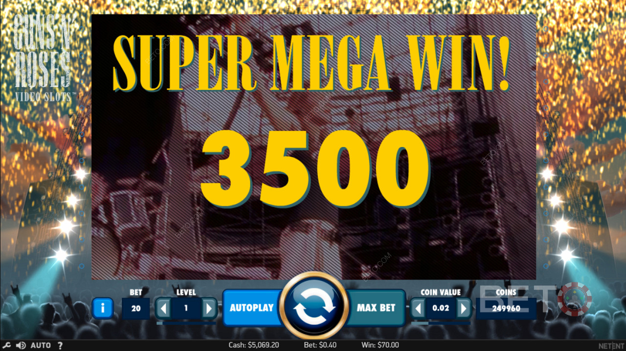 Atingerea celui mai căutat Super Mega Win în Guns N