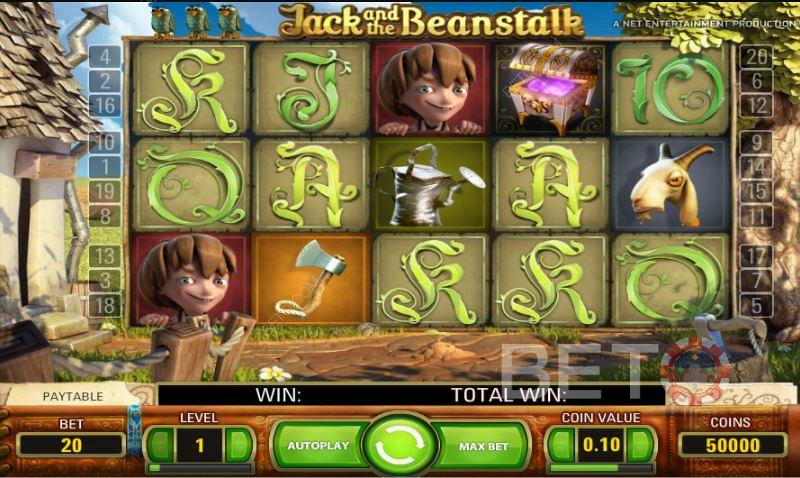 Simboluri cu remunerație mică și mare în Jack and the Beanstalk