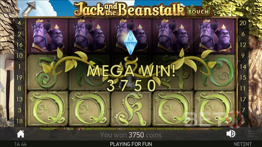 Atingerea unui câștig profitabil Mega Win în Jack and the Beanstalk