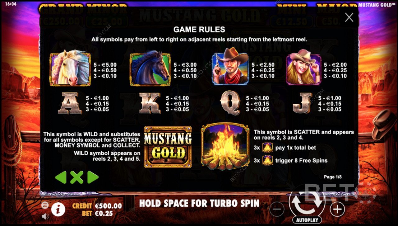 Reguli de joc pentru Mustang Gold Slot online
