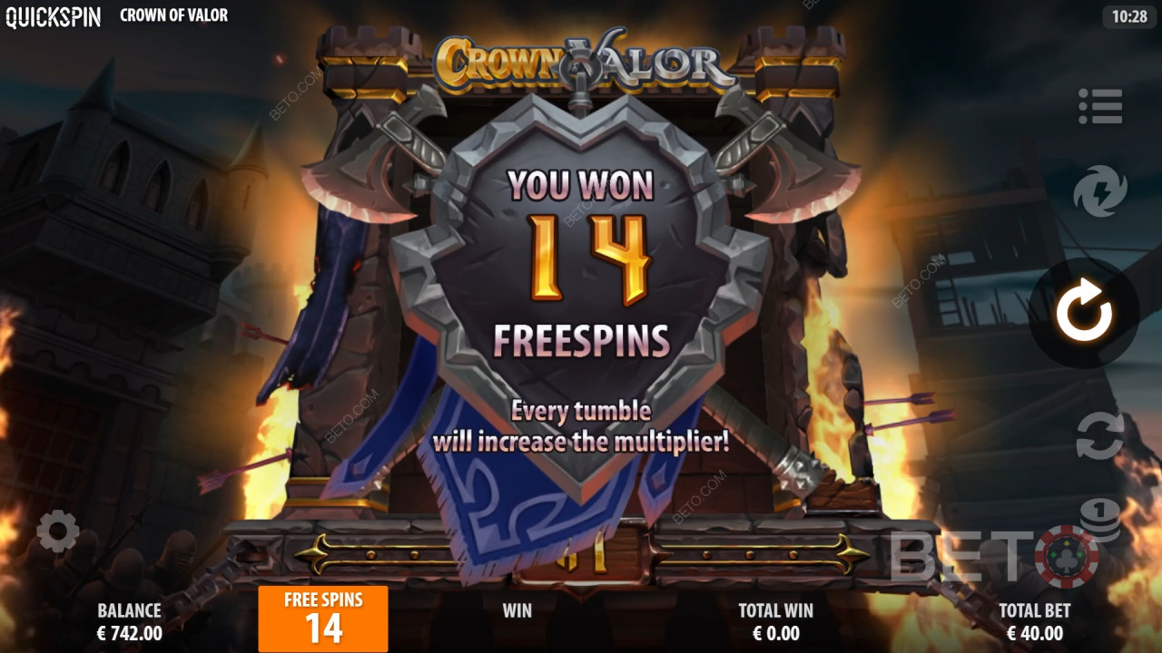 Câștigă 15,619x pariul tău în slotul video Crown of Valor!