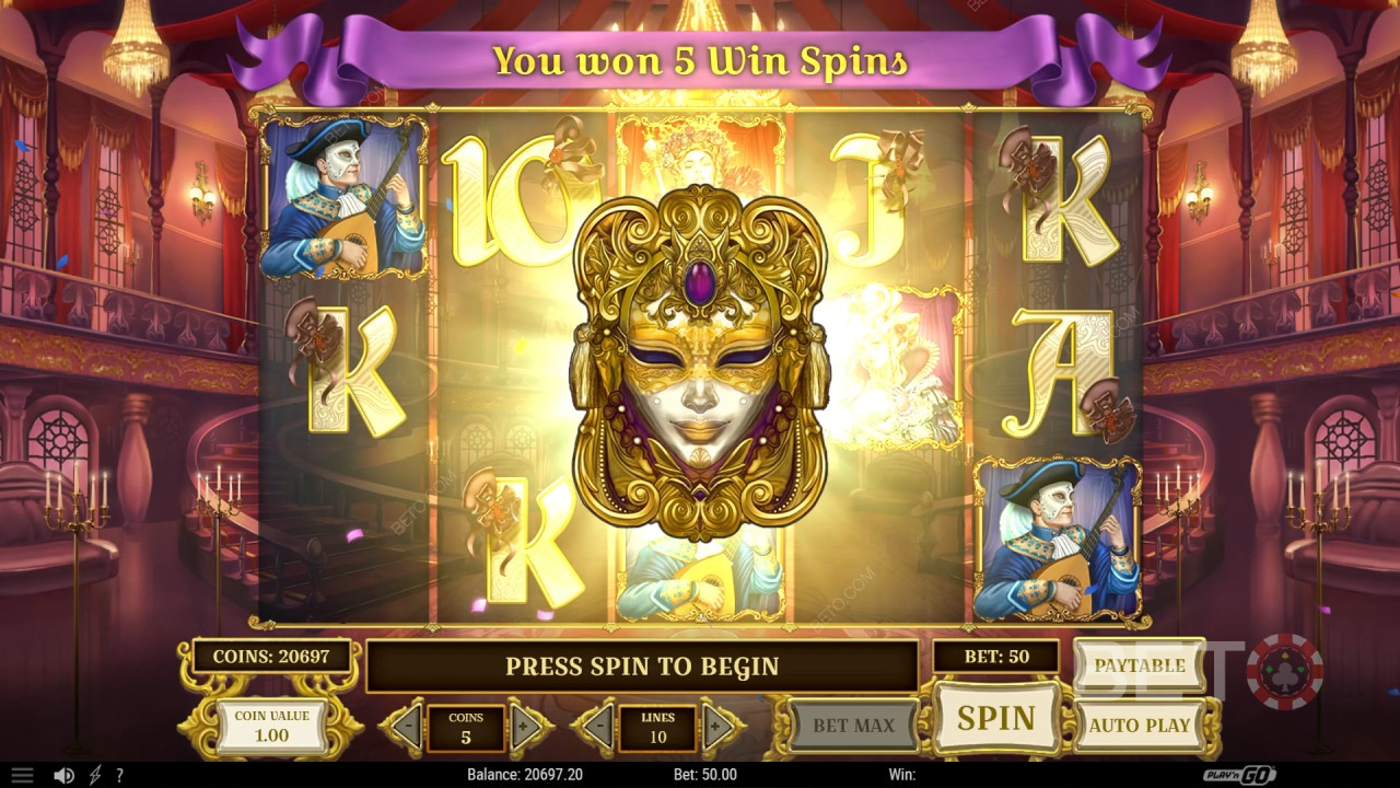 Câștigă de 10.000 de ori miza ta la slotul video Royal Masquerade!
