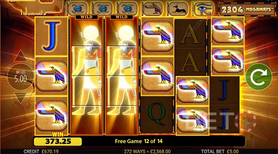 Simbolurile omonime din Eye of Horus Megaways îți pot oferi câștiguri uriașe