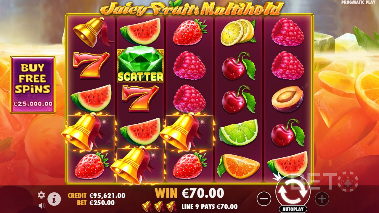 Câștigă de 8.000x pariul tău în Juicy Fruits Multihold Online Slot!