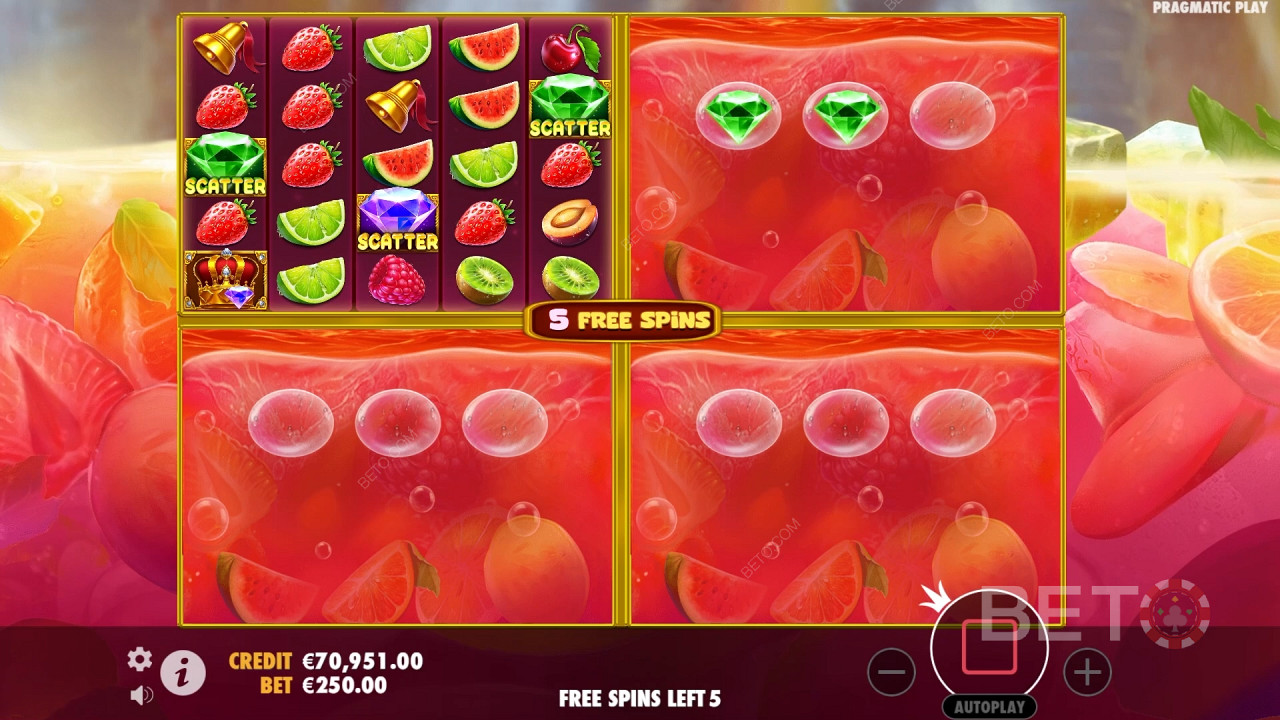 Caracteristicile bonus explicate în Juicy Fruits Multihold de către Pragmatic Play
