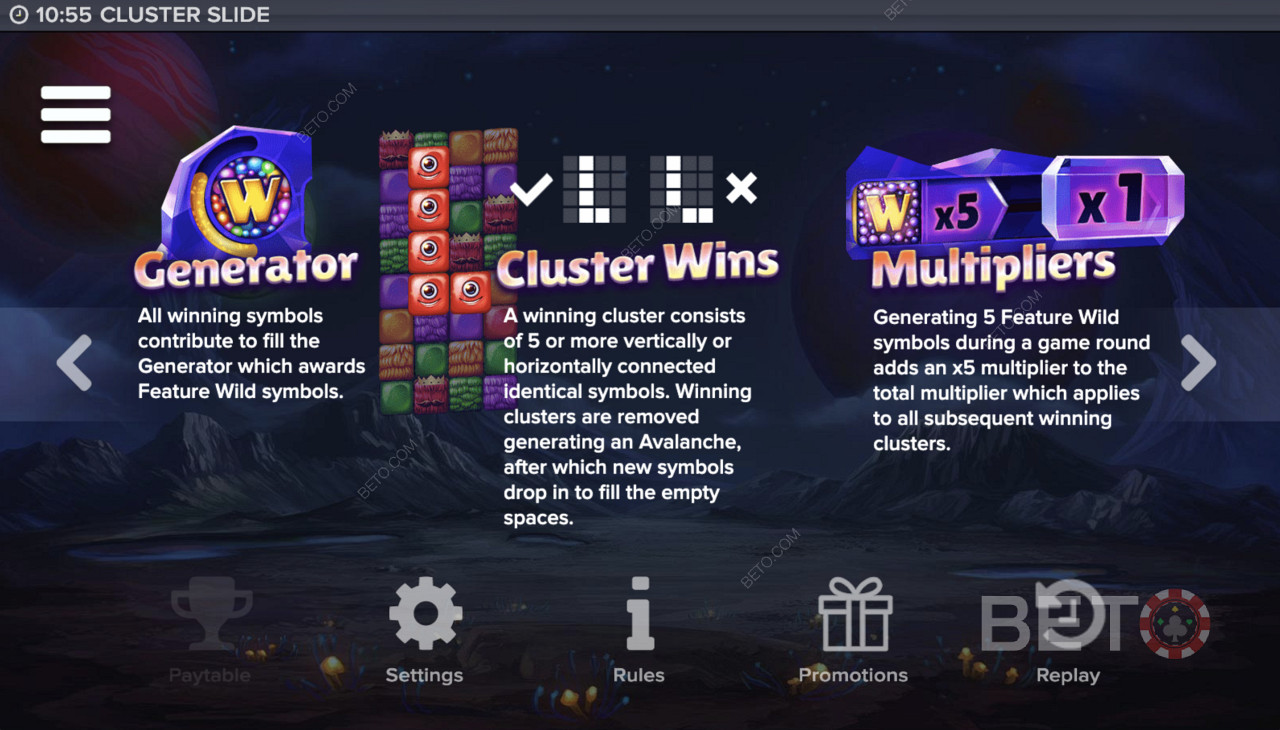 Generator, Cluster Wins și Multiplicator în Cluster Slide