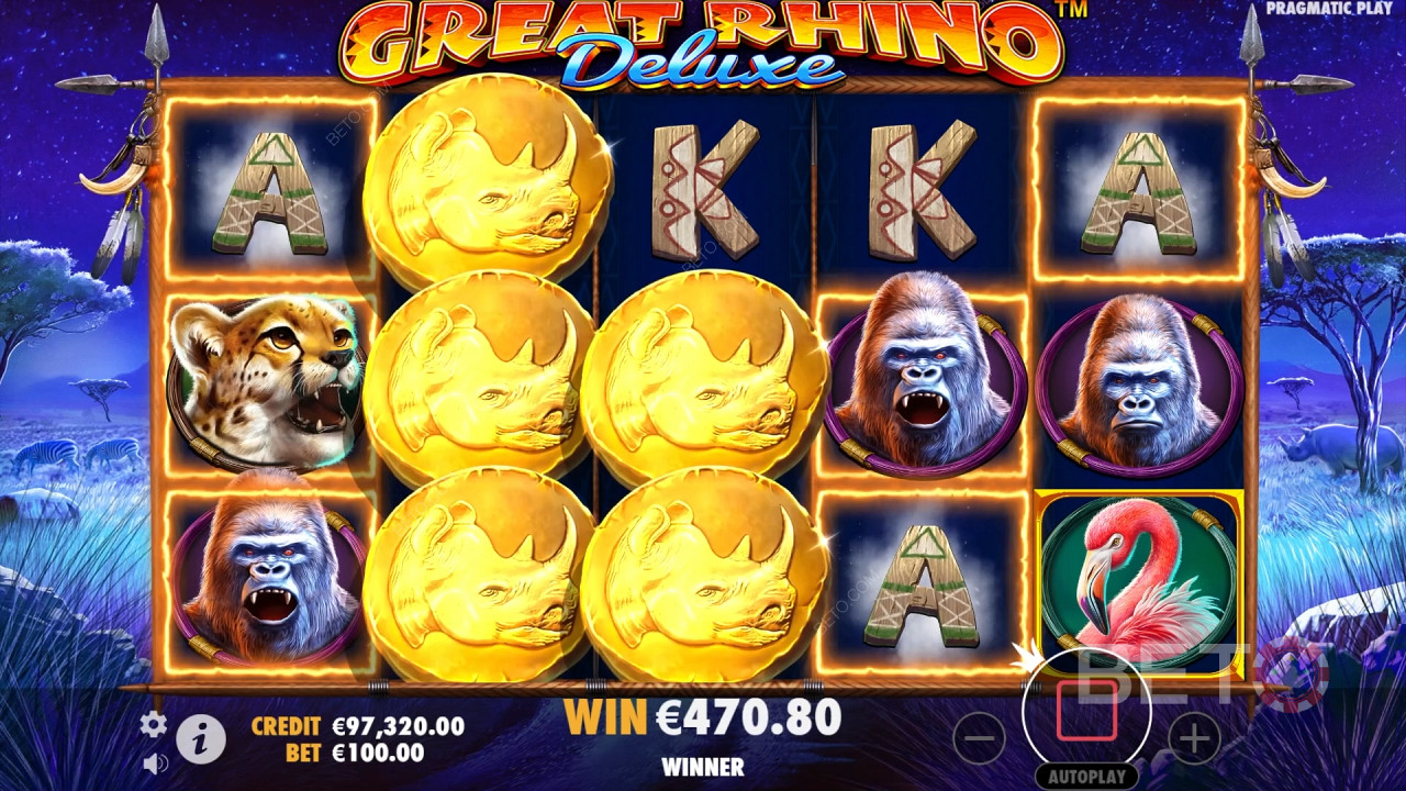 Funcțiile bonus explicate în Great Rhino Deluxe de Pragmatic Play