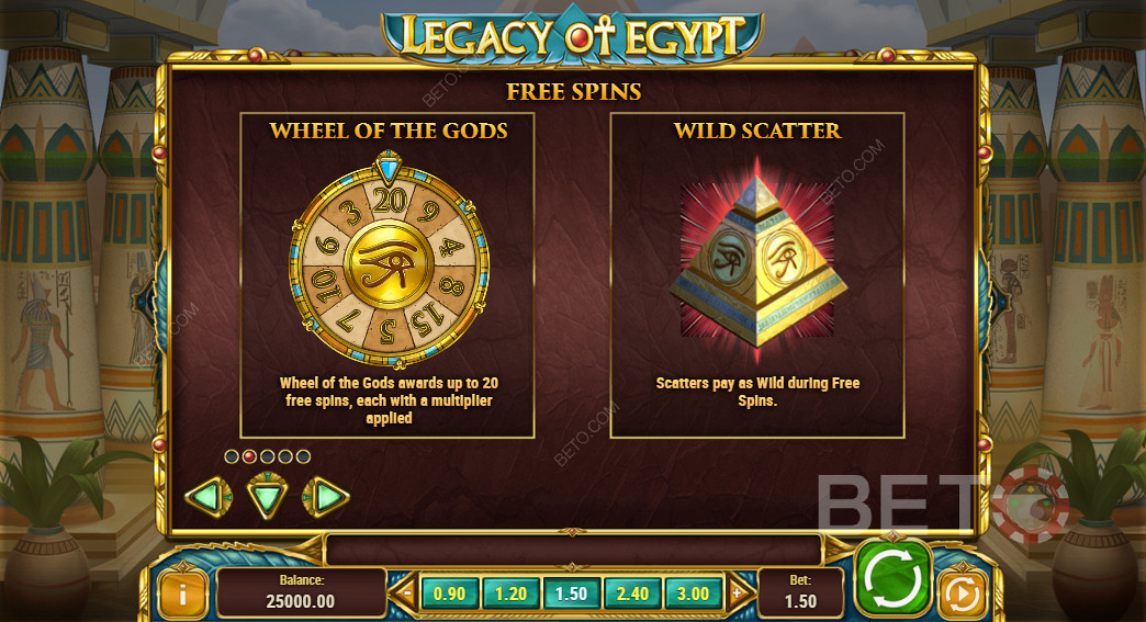 Caracteristici speciale în Legacy Of Egypt