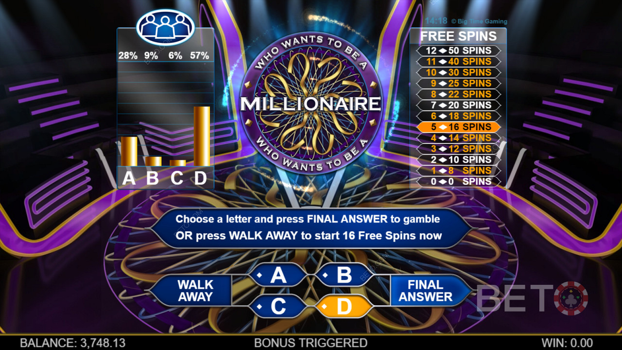 Who Wants To Be A Millionaire Megaways - Timpul trece, întreabă publicul sau sună un prieten dacă vrei să fii următorul milionar!