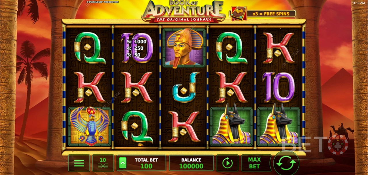 The Book of Adventure este un joc de păcănele online cu tematică egipteană antică.