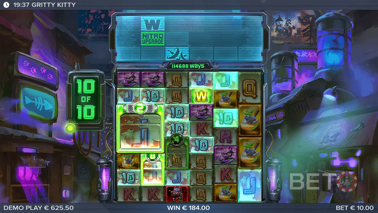 Câștigă 25.000x pariul tău în Gritty Kitty of Nitropolis Slot Machine!
