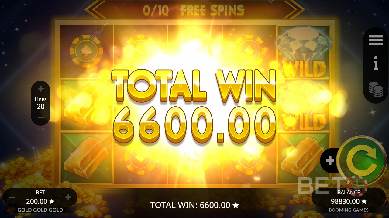 Câștigă 2.000x pariul tău în jocul ca la aparate online Gold Gold Gold!