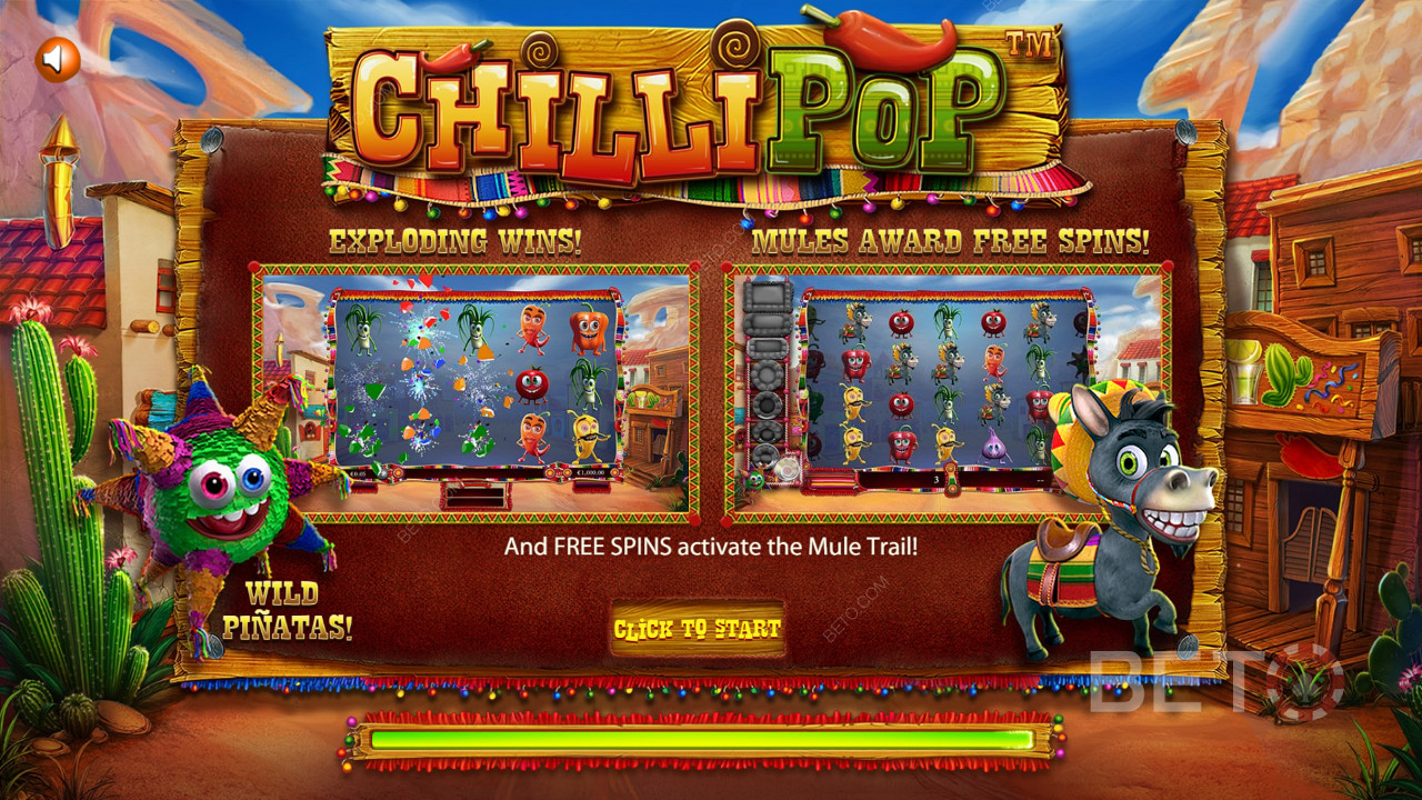 Ecranul introductiv al jocului cu tematică mexicană ChilliPop slot