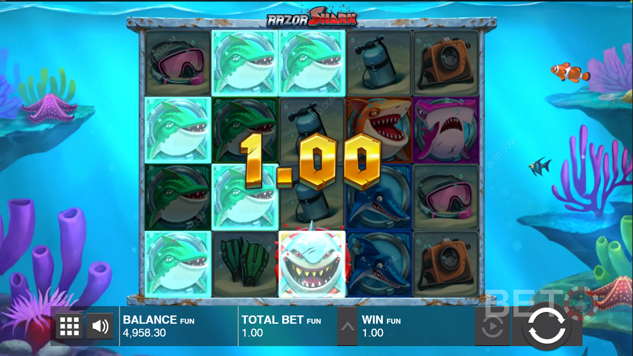 Folosește simbolul Wild pentru a crea câștiguri în slotul Razor Shark