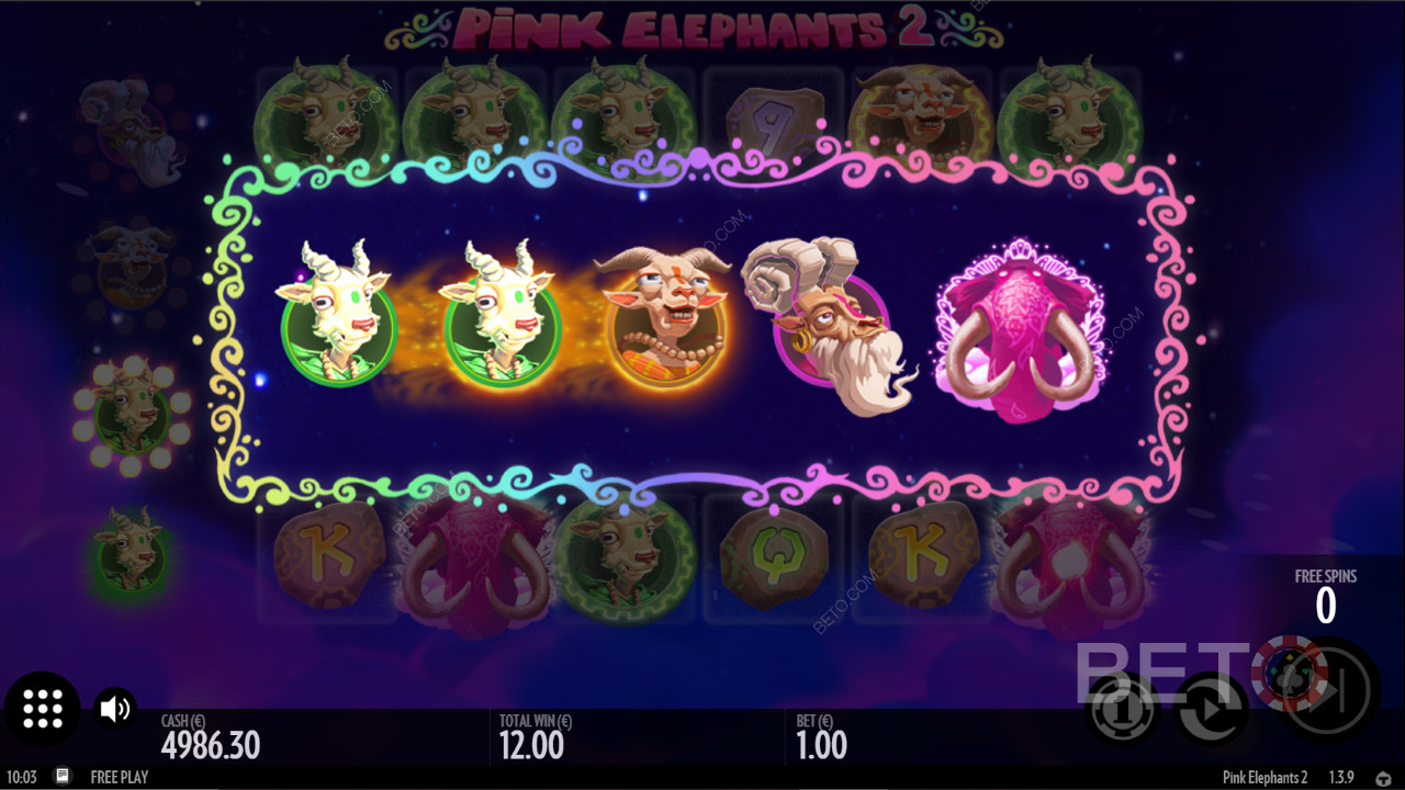Simboluri cool bonus de upgrade în Pink Elephants 2