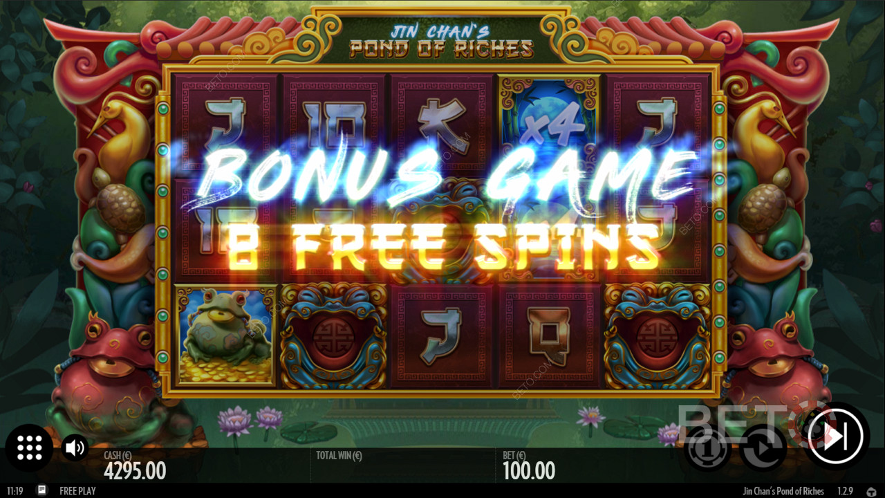 Obțineți până la 16 rotiri gratuite bonus în timpul funcției Bonus Game.