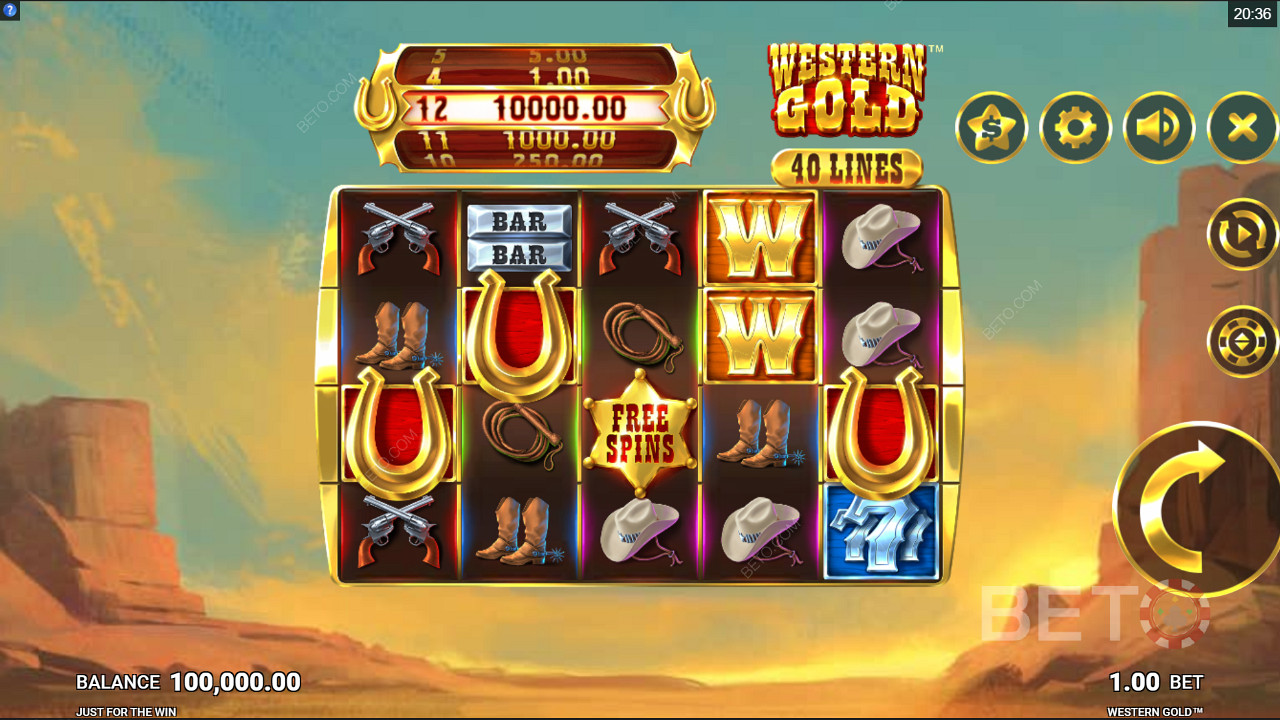 Western Gold slotul cu tema cowboy de la Just For The Win