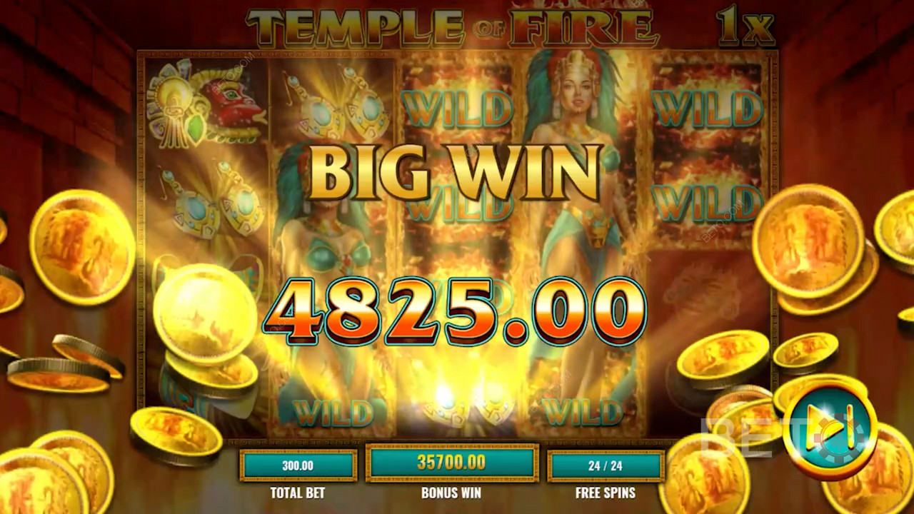 Câștig mare la slotul online Temple of Fire